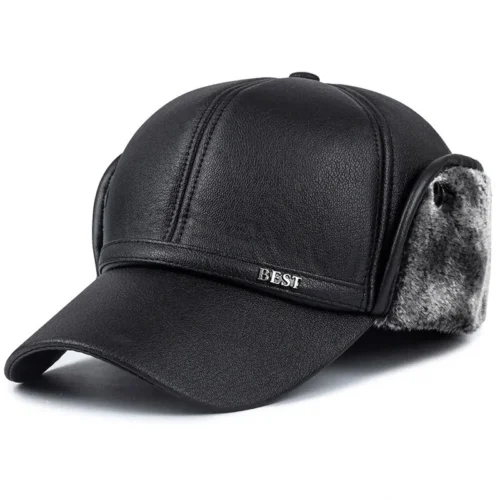 Gorra de cuero con orejeras