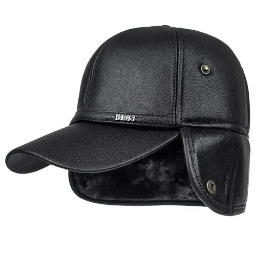 Gorra de cuero con orejeras