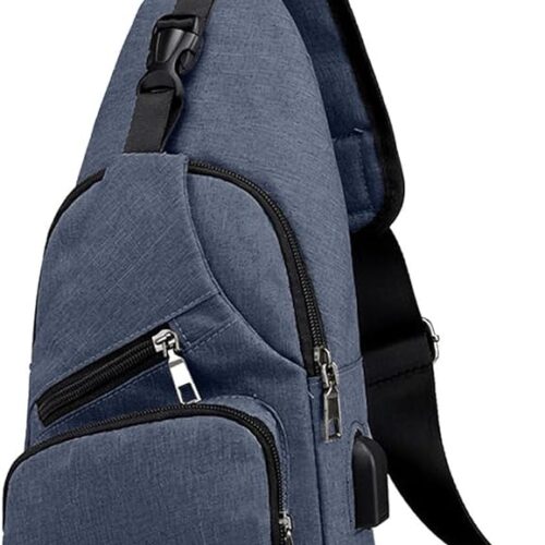 Mochila cruzada impermeable con conexión a usb y auriculares