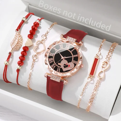 Set de 6 piezas de reloj en color rojo