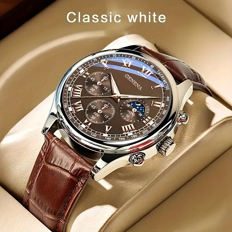 GENEVA-reloj de cuarzo con correa de lujo para hombre