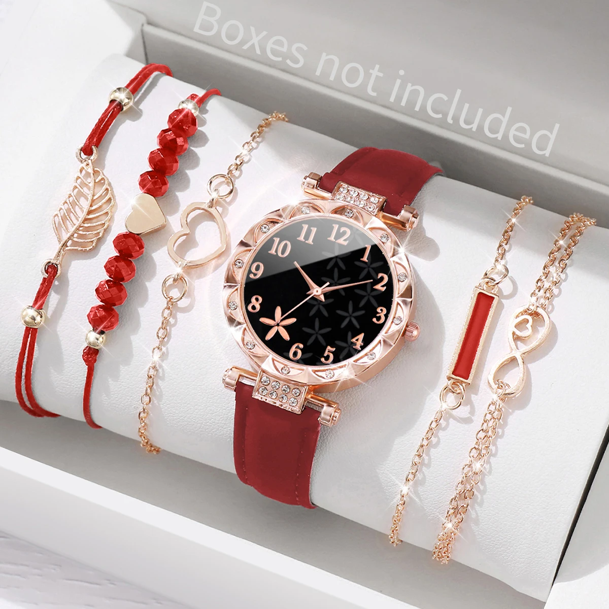 Set de 6 piezas de reloj en color rojo