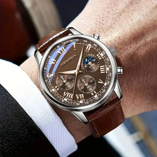 GENEVA-reloj de cuarzo con correa de lujo para hombre
