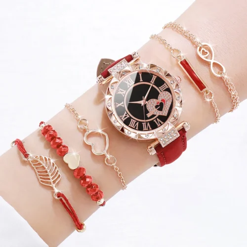 Set de 6 piezas de reloj en color rojo