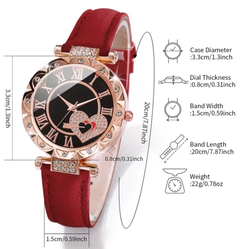 Set de 6 piezas de reloj en color rojo