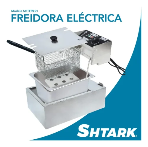 Freidora Aceite Eléctrica Industrial 6 Lt Acero Inoxidable 1600W Shtark