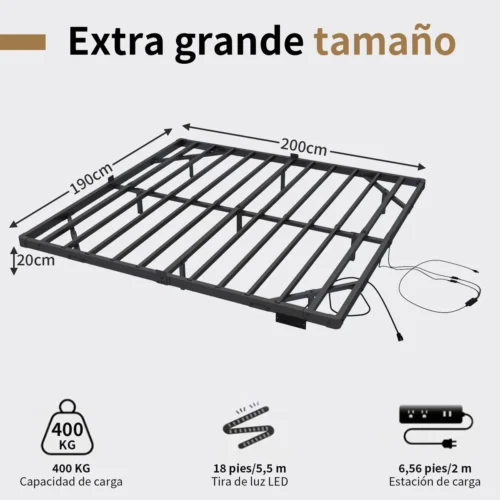 Base Cama King Size Flotante Con Luces Led Ajustables