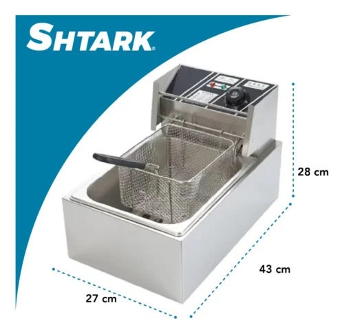 Freidora Aceite Eléctrica Industrial 6 Lt Acero Inoxidable 1600W Shtark