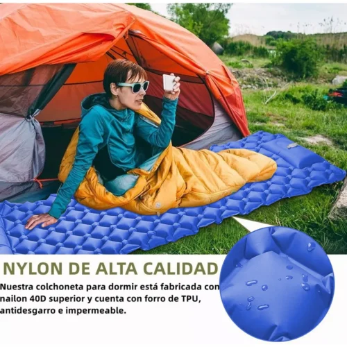 Colchon Inflable  para Acampar Autoinflable Portátil Individual