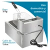 Freidora Aceite Eléctrica Industrial 6 Lt Acero Inoxidable 1600W Shtark