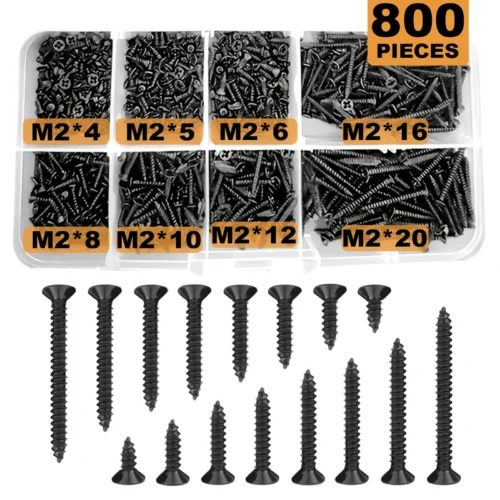 Kit de 800 tornillos autorroscante de acero al carbono