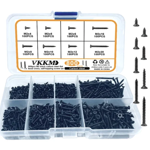 Kit de 800 tornillos autorroscante de acero al carbono