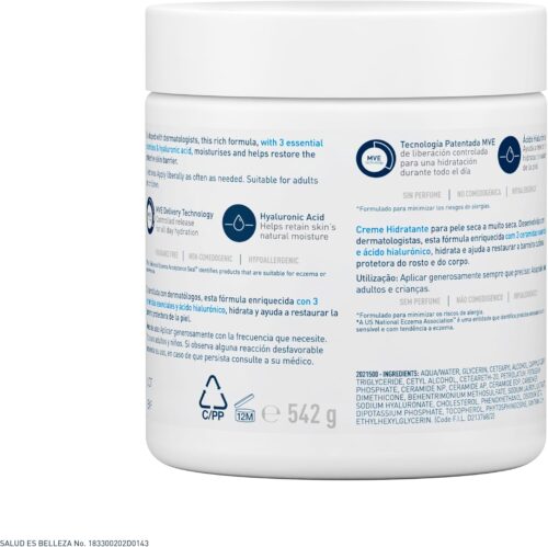 CeraVe Crema Hidratante en Tarro Piel Seca a muy Seca 542g | 19oz
