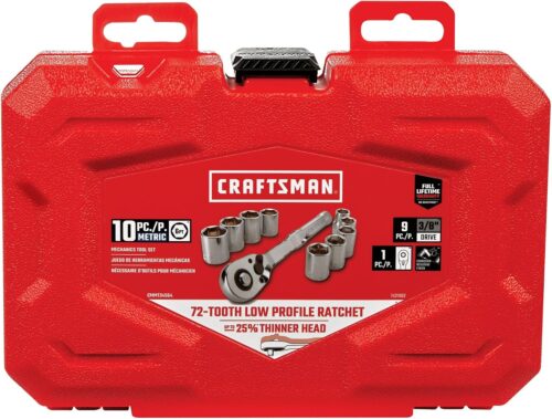 CRAFTSMAN - Juego de herramientas mecánicas, métrico, unidad de 3/8 pulgadas, 10 piezas